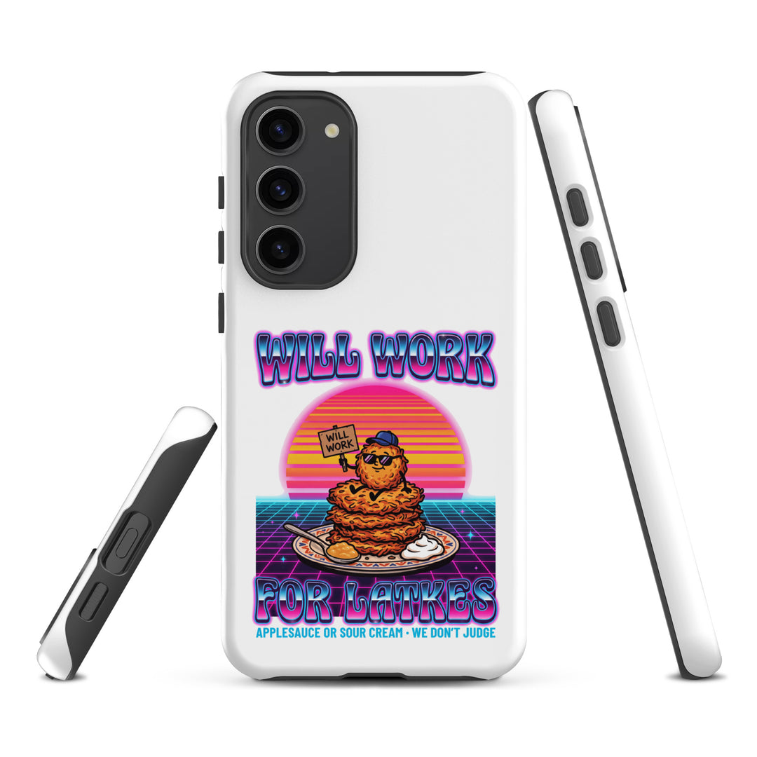 Will Work for Latkes 80s Jewish pride tough phone case for Samsung Galaxy S23 Plus, matte finish - front view