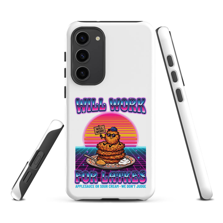 Will Work for Latkes 80s Jewish pride tough phone case for Samsung Galaxy S23 Plus, matte finish - front view