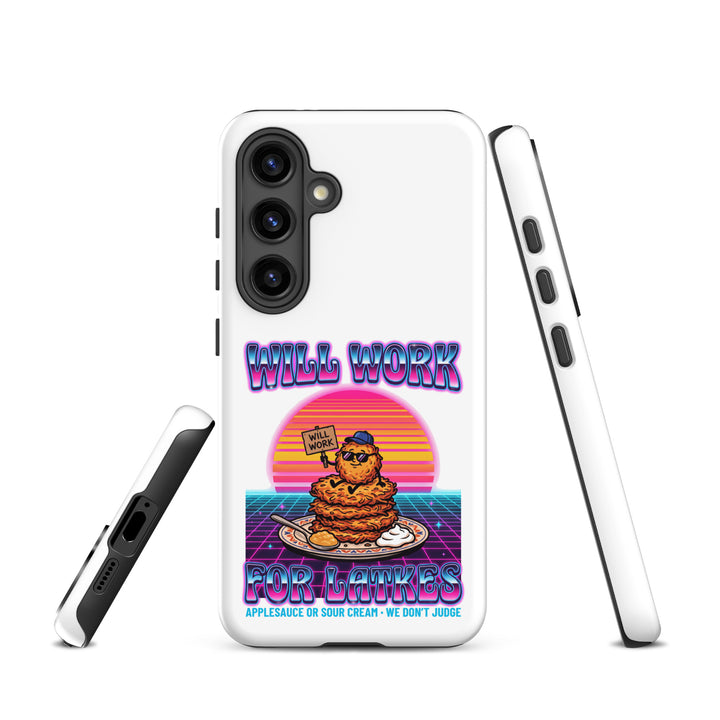 Will Work for Latkes 80s Jewish pride tough phone case for Samsung Galaxy S24, matte finish - front view