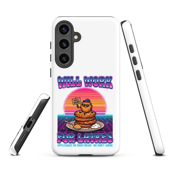 Will Work for Latkes 80s Jewish pride tough phone case for Samsung Galaxy S24 Plus, matte finish - front view