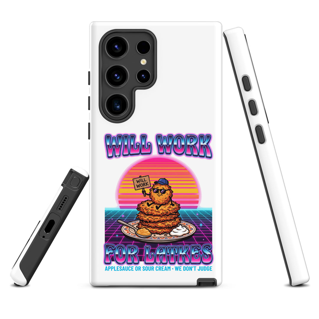 Will Work for Latkes 80s Jewish pride tough phone case for Samsung Galaxy S24 Ultra, matte finish - front view