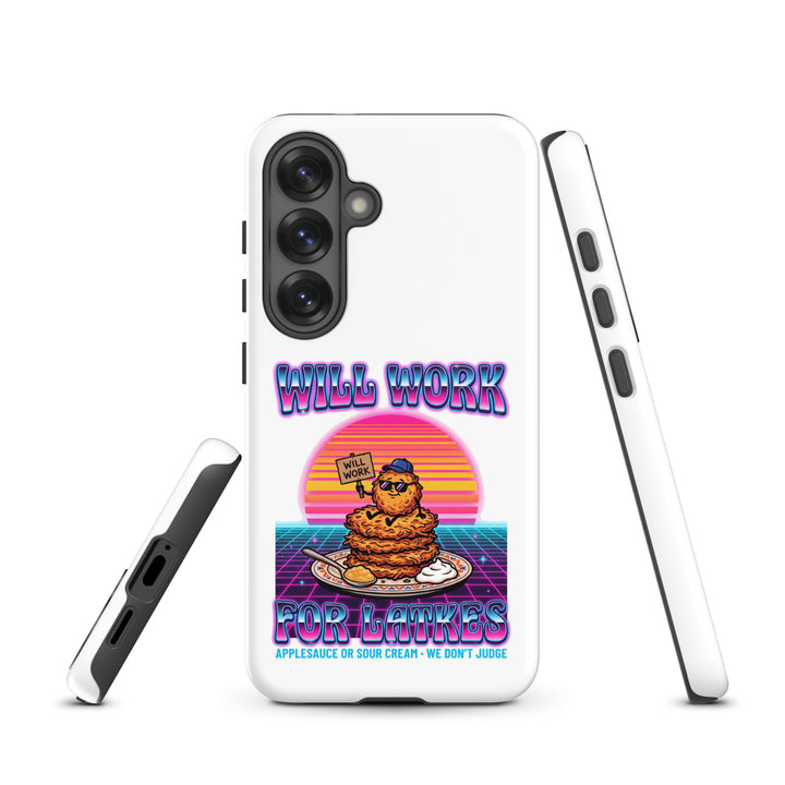 Will Work for Latkes 80s Jewish pride tough phone case for Samsung Galaxy S25, matte finish - front view