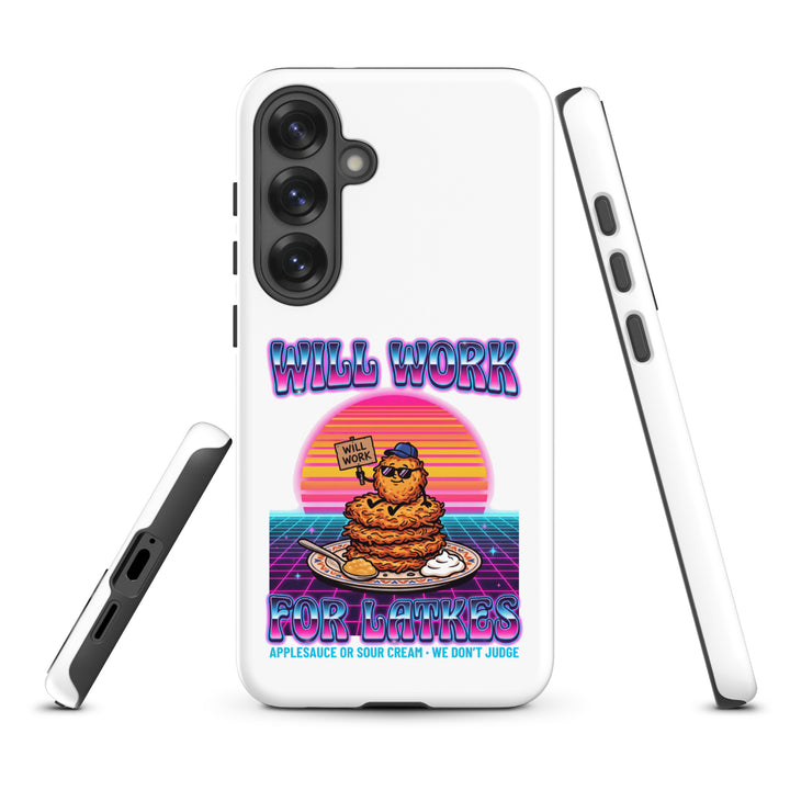 Will Work for Latkes 80s Jewish pride tough phone case for Samsung Galaxy S25 Plus, matte finish - front view