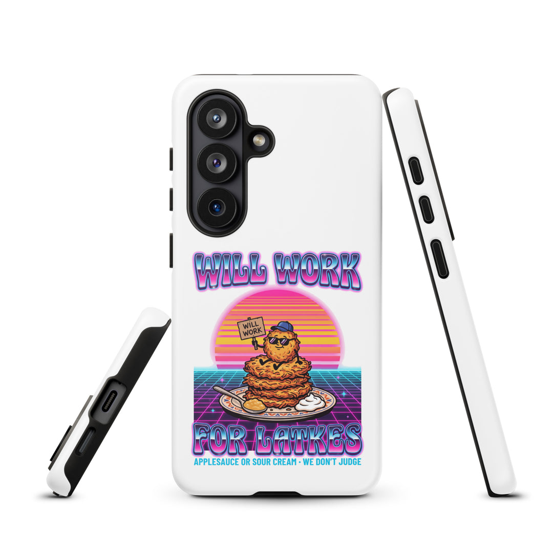Will Work for Latkes 80s Jewish pride tough phone case for Samsung Galaxy S26, matte finish - front view