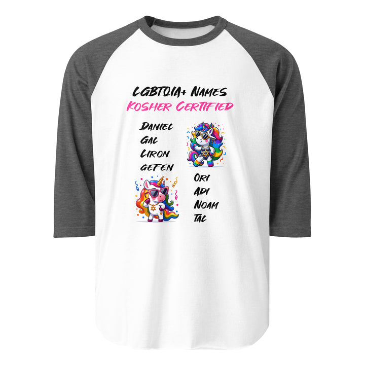 3/4 sleeve raglan shirt | Kosher Certified Names
