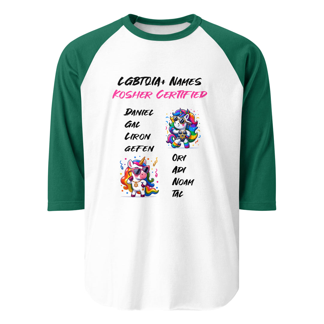 3/4 sleeve raglan shirt | Kosher Certified Names