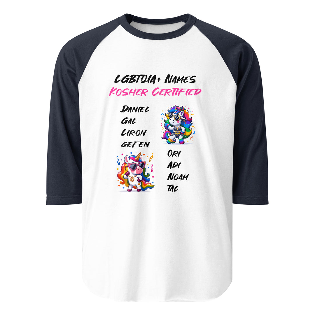 3/4 sleeve raglan shirt | Kosher Certified Names