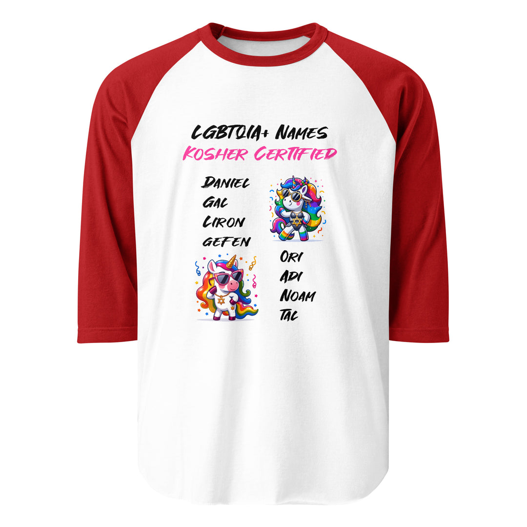 3/4 sleeve raglan shirt | Kosher Certified Names