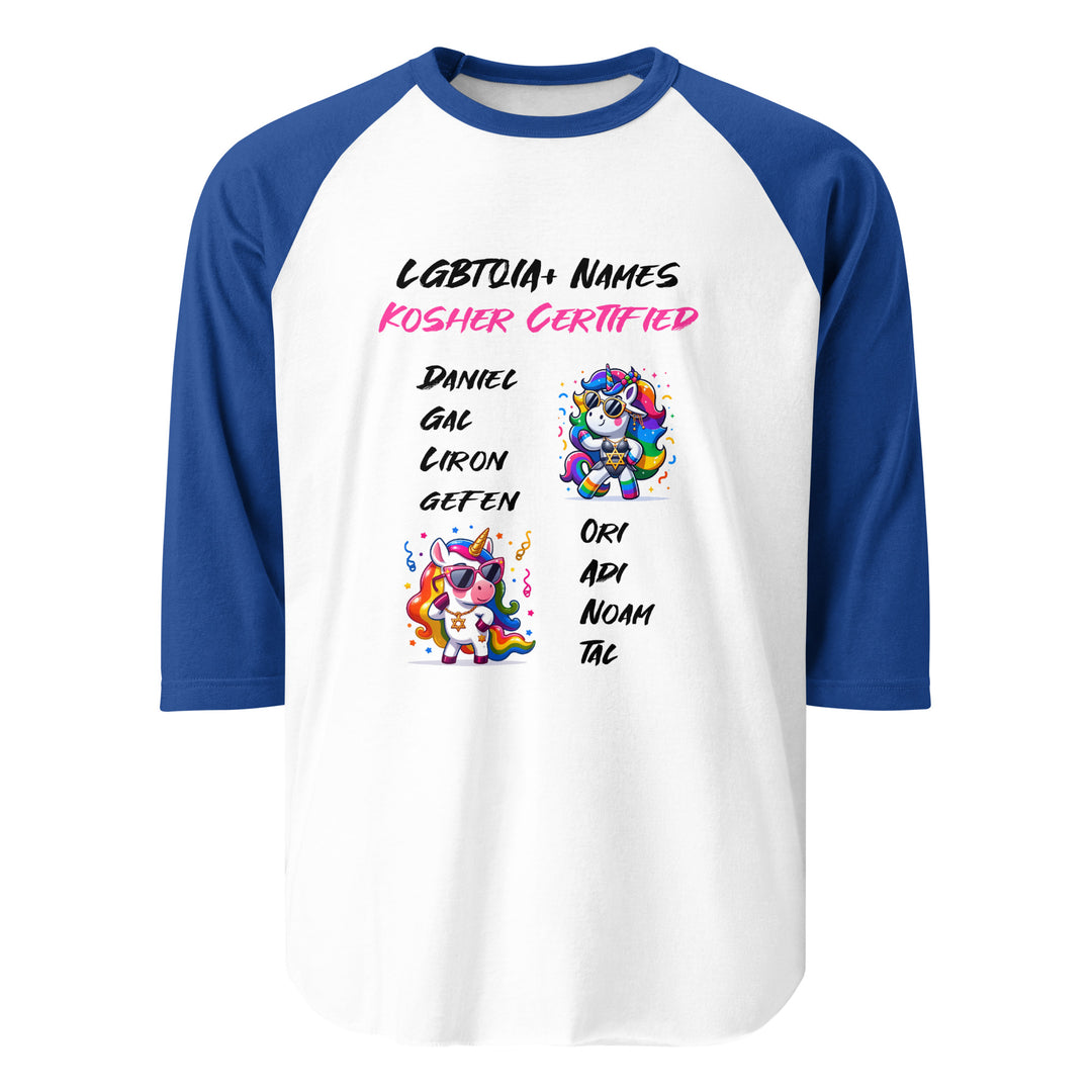 3/4 sleeve raglan shirt | Kosher Certified Names