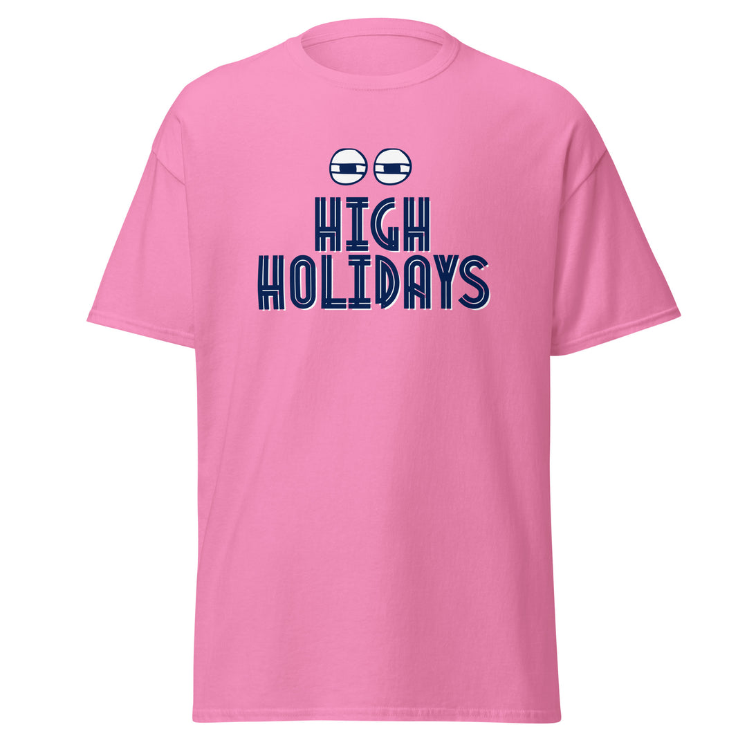 High Holidays Jewish pride tee in Azalea - folded view