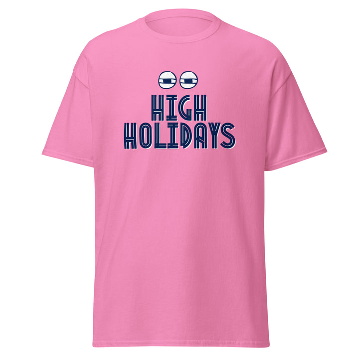 High Holidays Jewish pride tee in Azalea - folded view