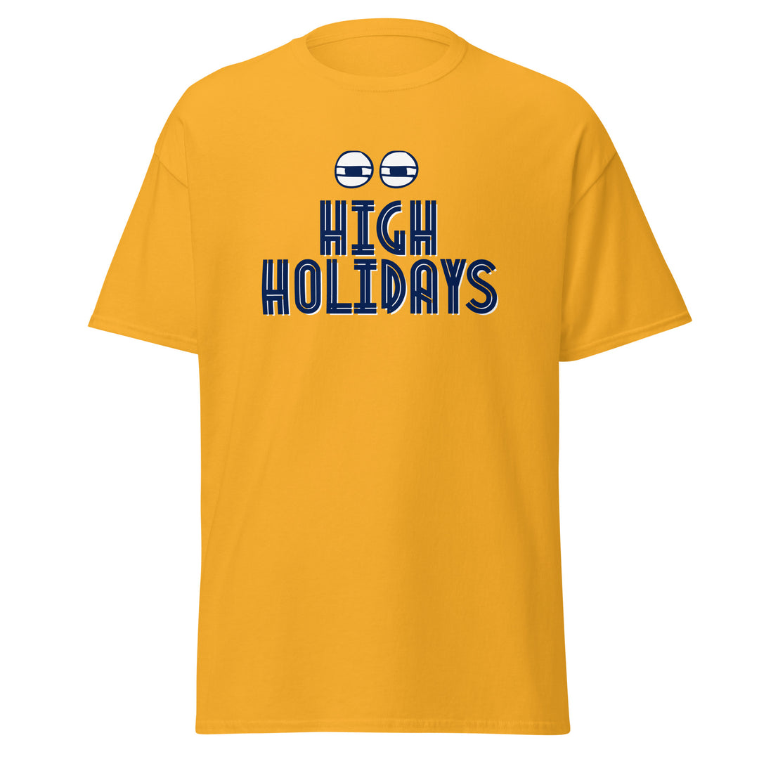 High Holidays Jewish pride tee in Gold - front view