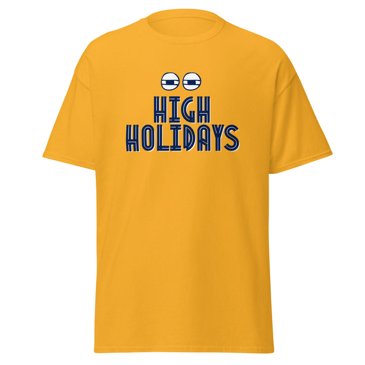 High Holidays Jewish pride tee in Gold - front view