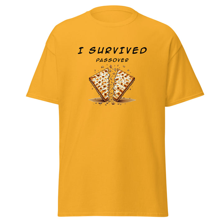 Passover Jewish pride tee in Gold - close-up