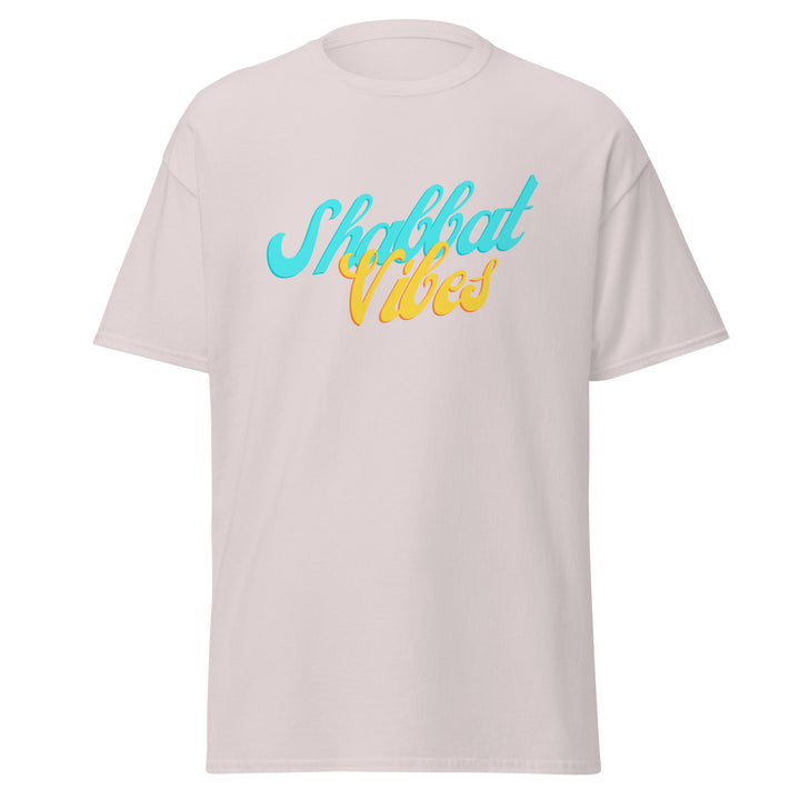 Shabbat Vibes Jewish pride tee in Ice Grey - detail view