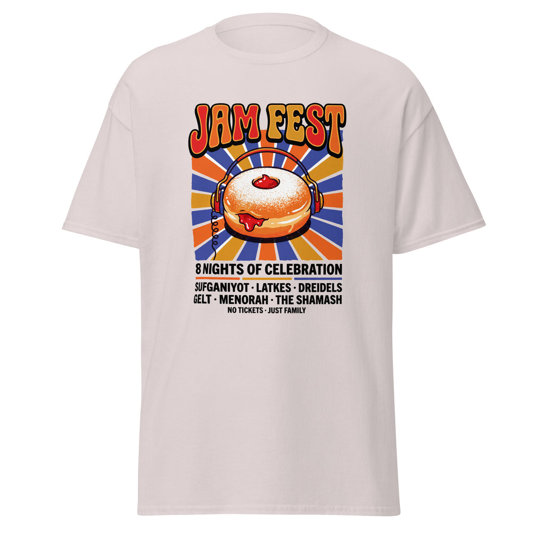 Jam Fest 8 Nights Jewish pride tee in Ice Grey - front view
