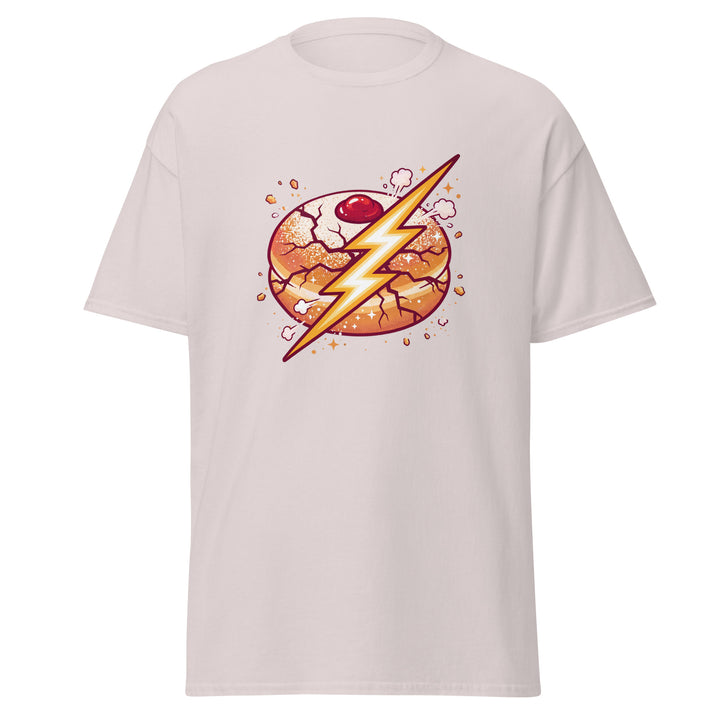 Sufganiyah Lightning Jewish pride tee in Ice Grey - detail view