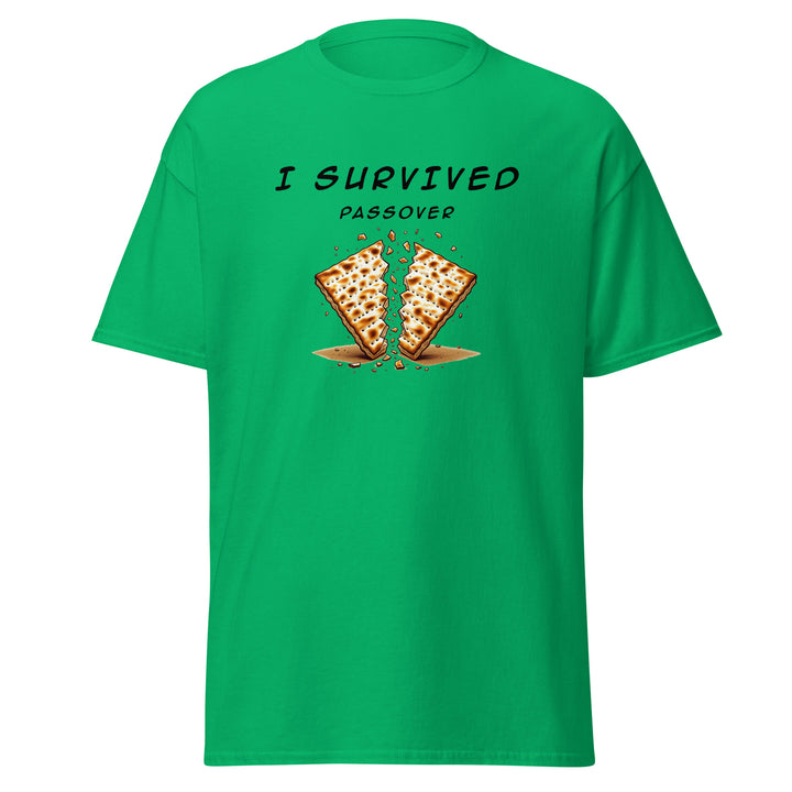 Passover Jewish pride tee in Irish Green - flat lay