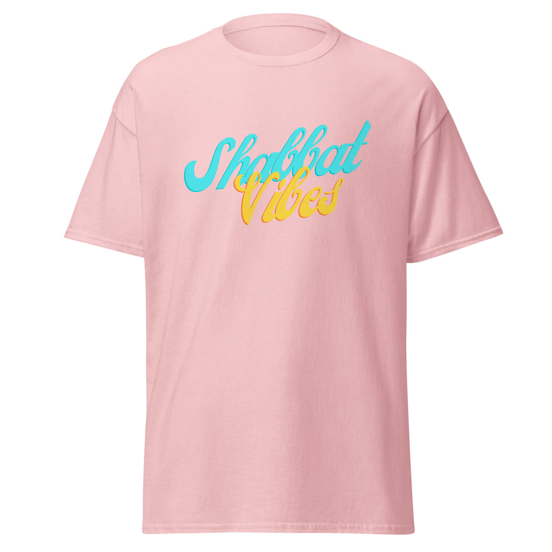 Shabbat Vibes Jewish pride tee in Light Pink - back view