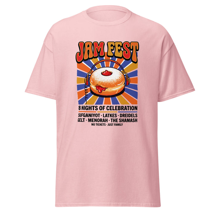 Jam Fest 8 Nights Jewish pride tee in Light Pink - folded view