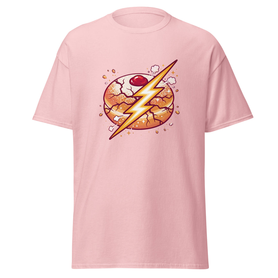 Sufganiyah Lightning Jewish pride tee in Light Pink - back view