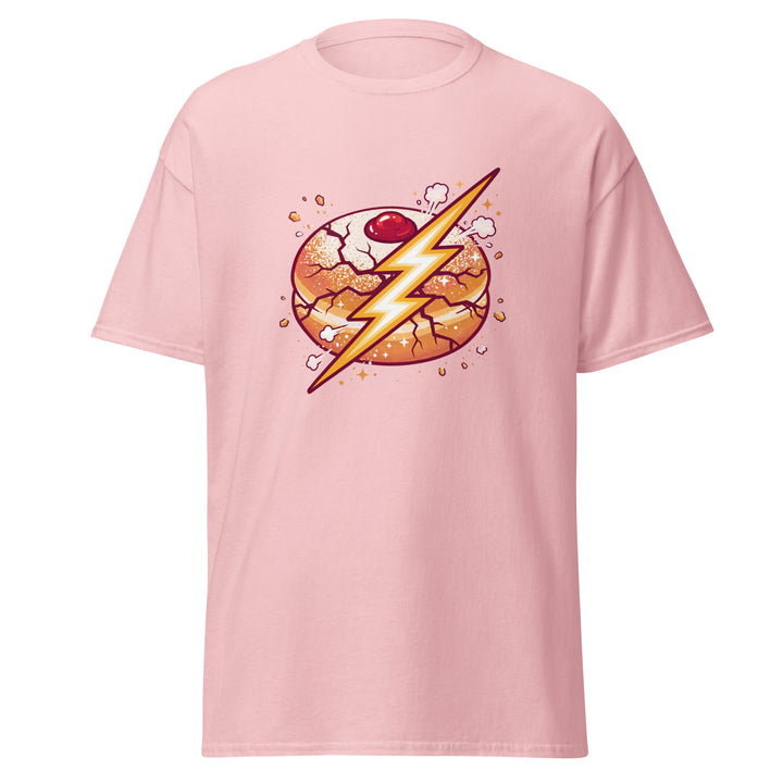 Sufganiyah Lightning Jewish pride tee in Light Pink - back view