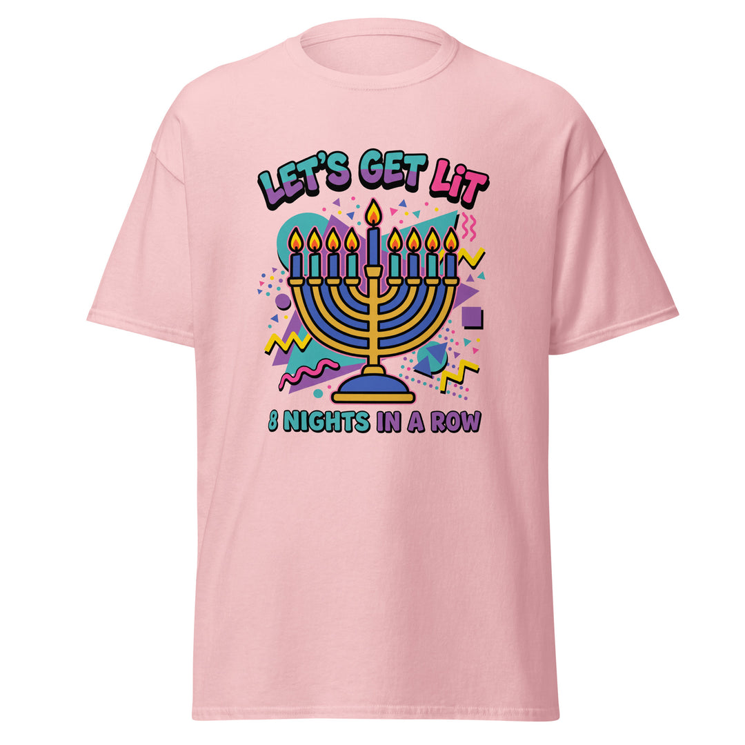 Lets Get Lit 90s Jewish pride tee in Light Pink - detail view
