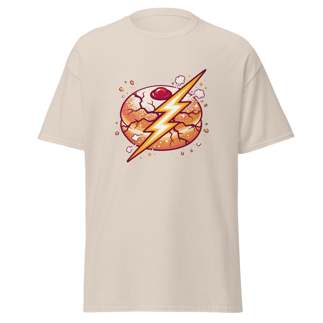 Sufganiyah Lightning Jewish pride tee in Natural - front view