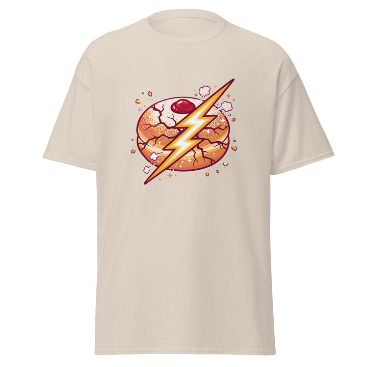 Sufganiyah Lightning Jewish pride tee in Natural - front view