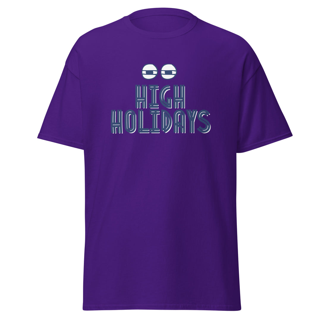 High Holidays Jewish pride tee in Purple - back view