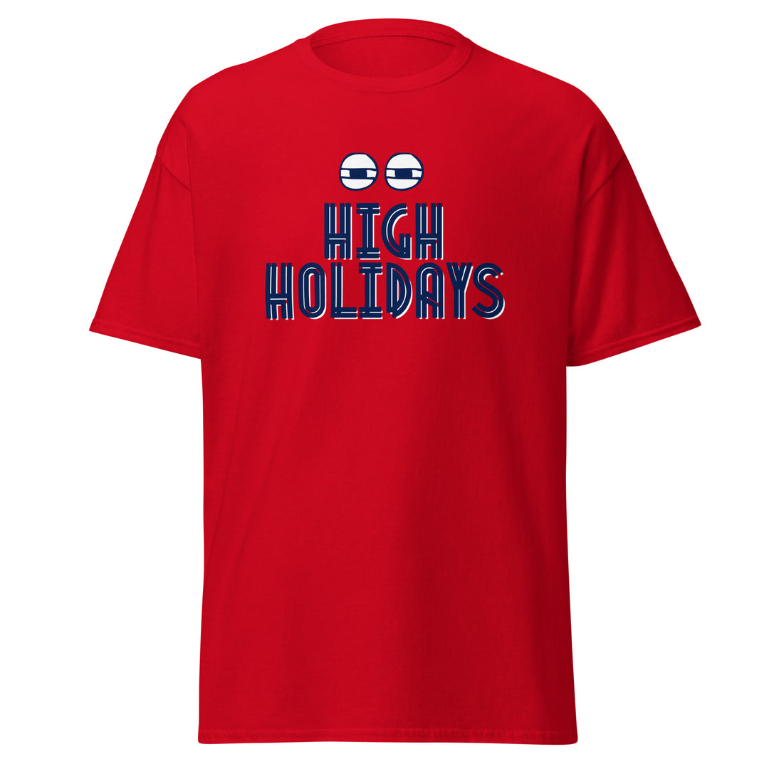 High Holidays Jewish pride tee in Red - detail view