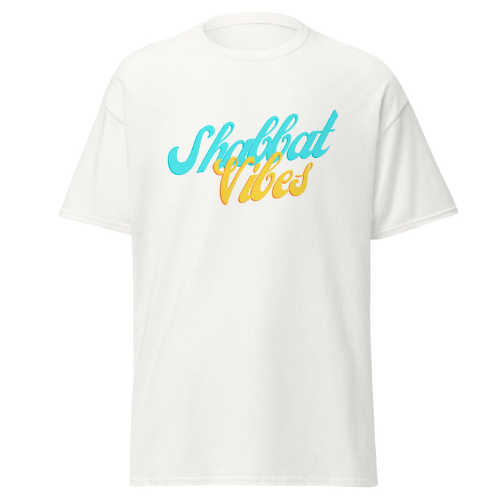 Shabbat Vibes Jewish pride tee in White - close-up
