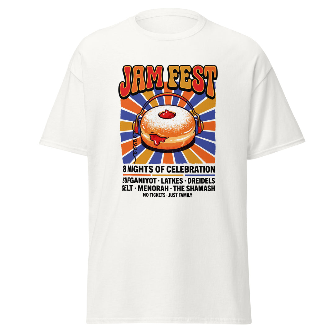 Jam Fest 8 Nights Jewish pride tee in White - close-up
