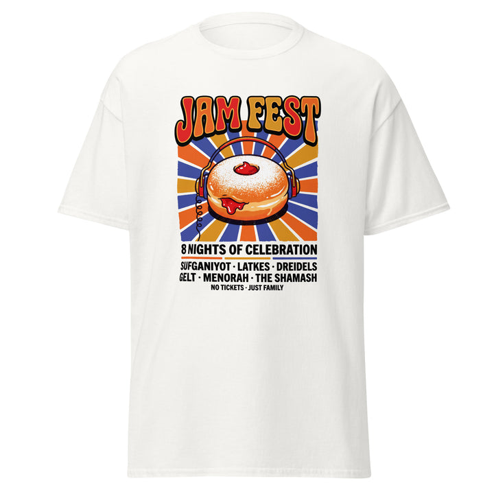 Jam Fest 8 Nights Jewish pride tee in White - close-up