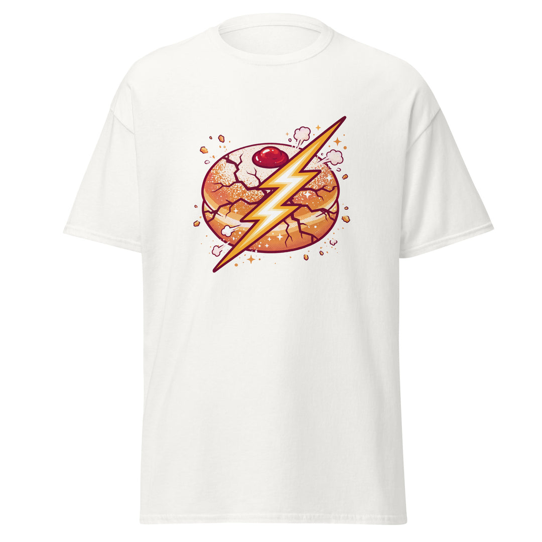 Sufganiyah Lightning Jewish pride tee in White - close-up