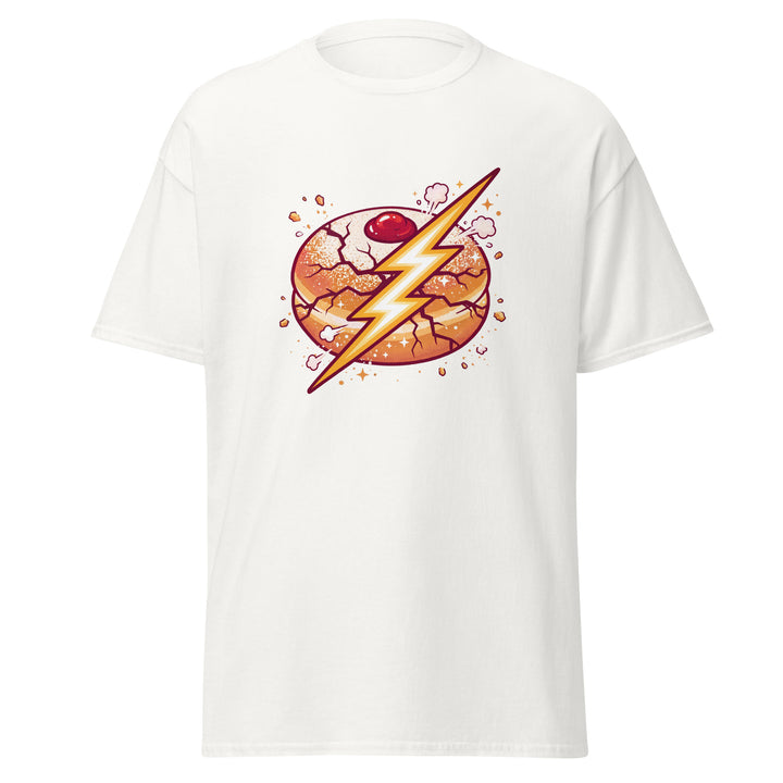 Sufganiyah Lightning Jewish pride tee in White - close-up