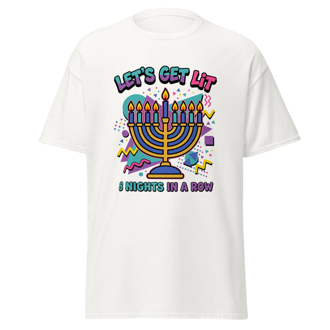 Lets Get Lit 90s Jewish pride tee in White - front view