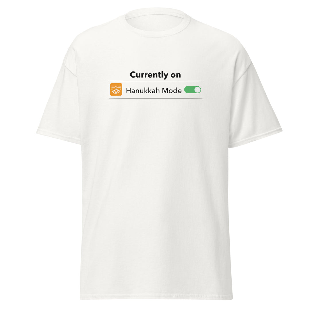 Hanukkah Mode Jewish pride tee in White - front view