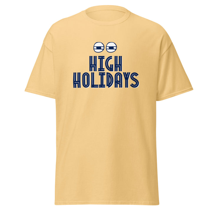 High Holidays Jewish pride tee in Yellow Haze - detail view