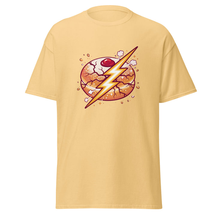 Sufganiyah Lightning Jewish pride tee in Yellow Haze - front view