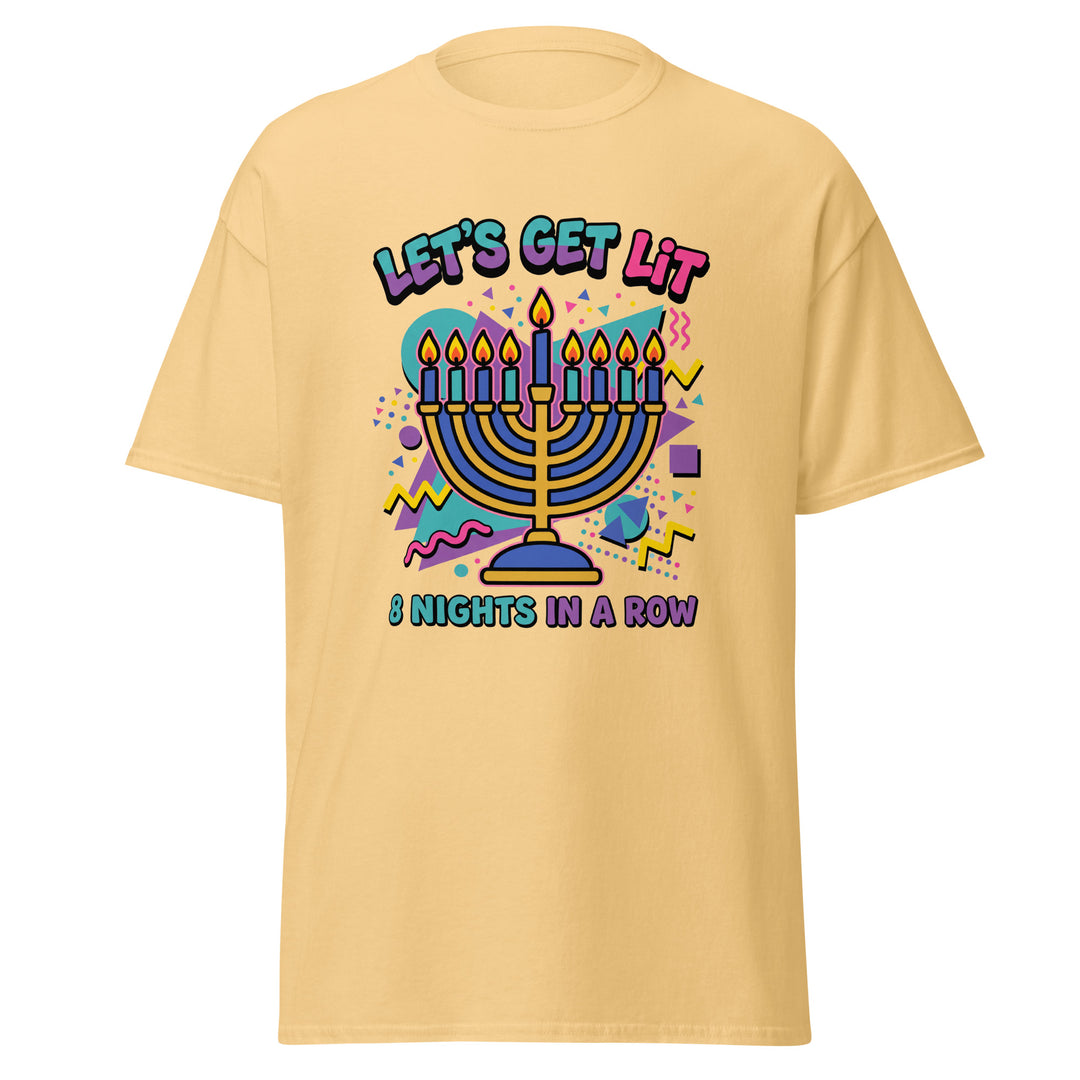 Lets Get Lit 90s Jewish pride tee in Yellow Haze - back view