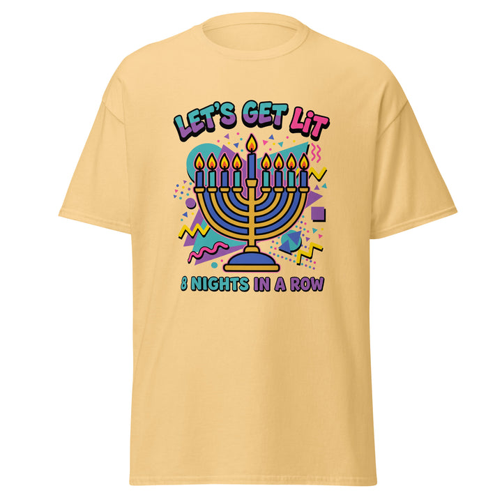 Lets Get Lit 90s Jewish pride tee in Yellow Haze - back view