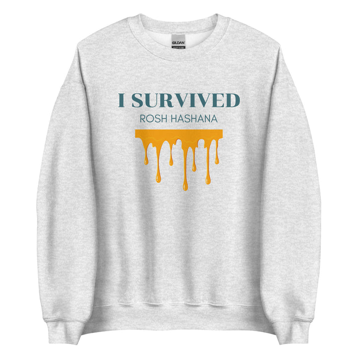 I Survived Rosh HaShana Jewish pride sweatshirt in Ash - back view
