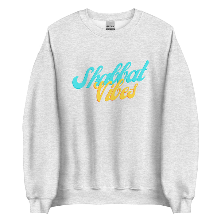 Shabbat Vibes Jewish pride sweatshirt in Ash - close-up