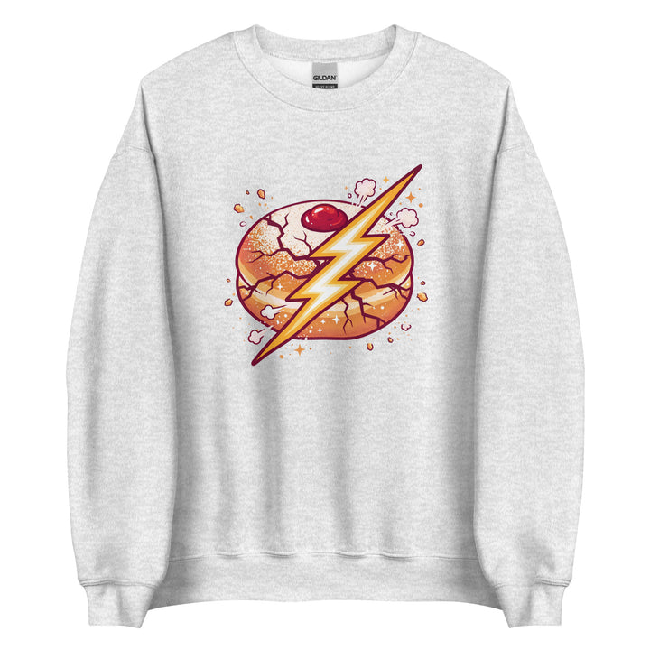 Sufganiyah Lightning Jewish pride sweatshirt in Ash - close-up