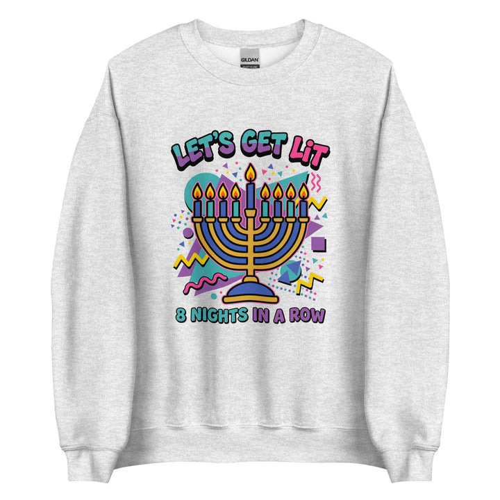 Lets Get Lit 90s Jewish pride sweatshirt in Ash - flat lay