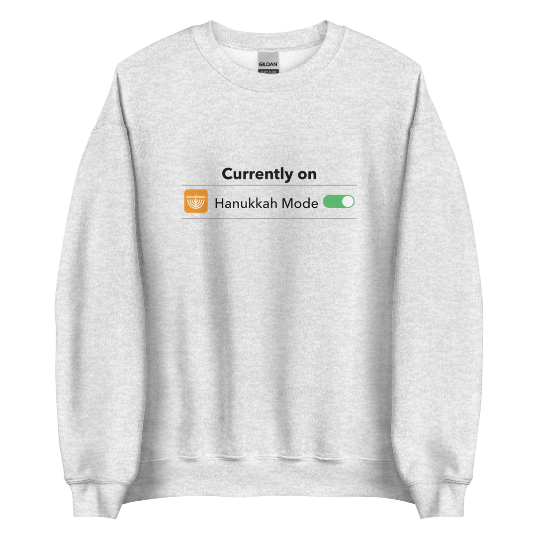 Hanukkah Mode Jewish pride sweatshirt in Ash - lifestyle shot