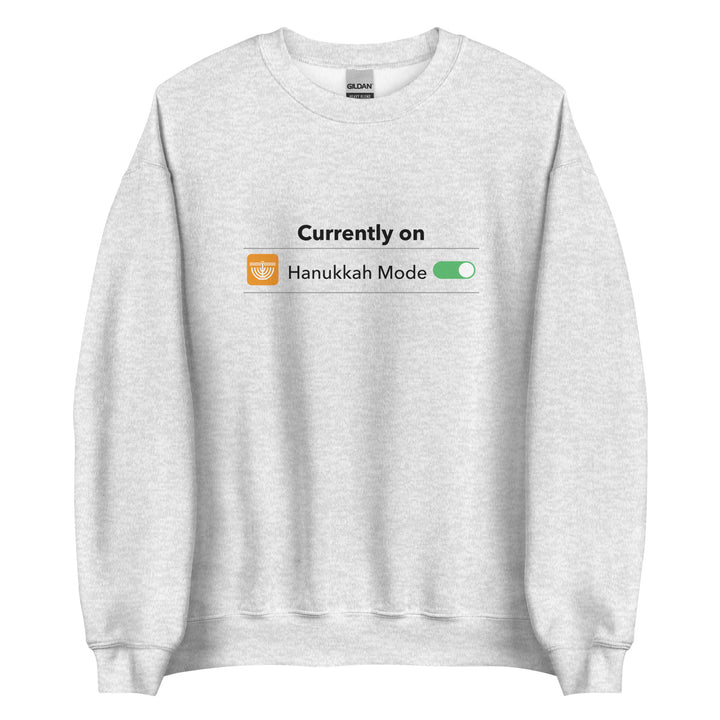 Hanukkah Mode Jewish pride sweatshirt in Ash - lifestyle shot