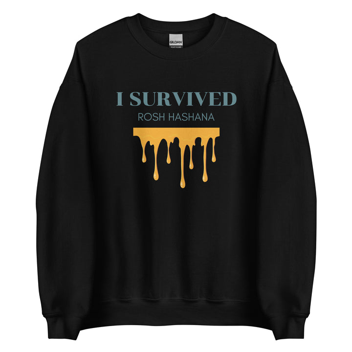 I Survived Rosh HaShana Jewish pride sweatshirt in Black - back view