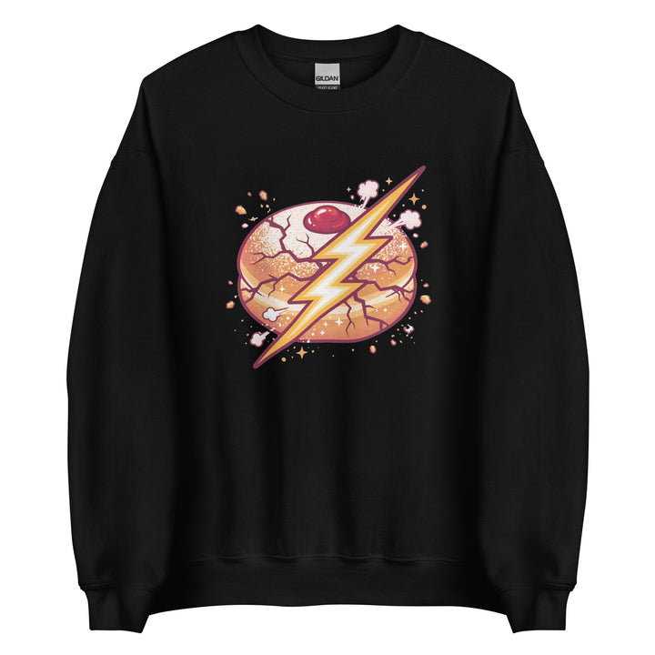 Sufganiyah Lightning Jewish pride sweatshirt in Black - front view